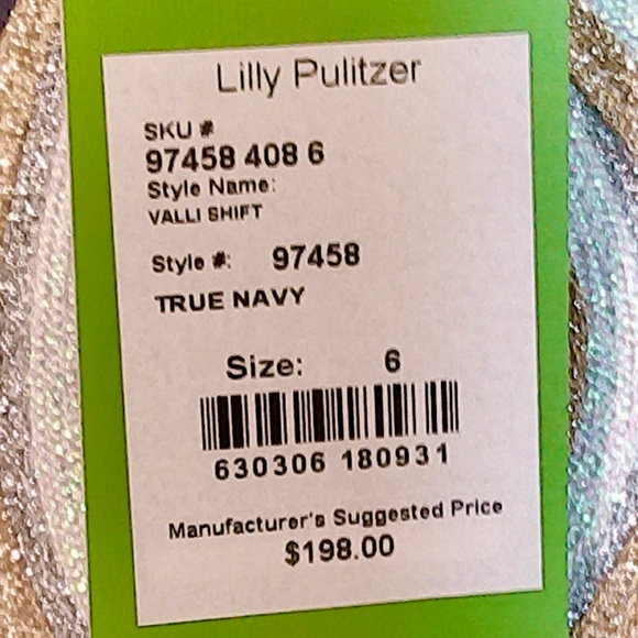 NWT Lilly Pulitzer True Navy Valli Shift V-Neck Dress 100% Cotton Size 6 - Picture 6 of 16